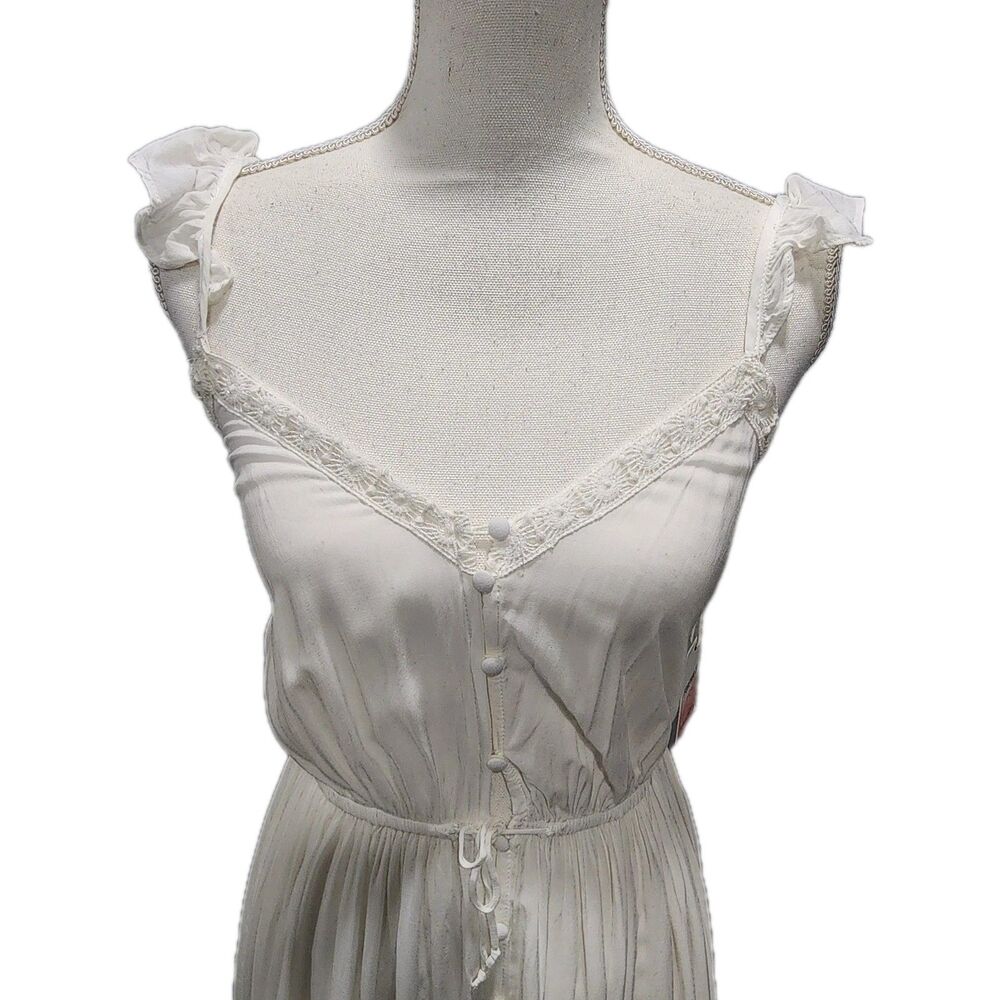Forever 21 Women's White Solid Woven Maxi Beach Dress Sizes Small - Picture 2 of 6